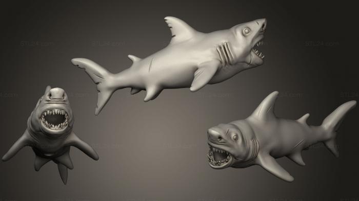 Статуэтки животных (Акула, STKJ_1454) 3D модель для ЧПУ станка